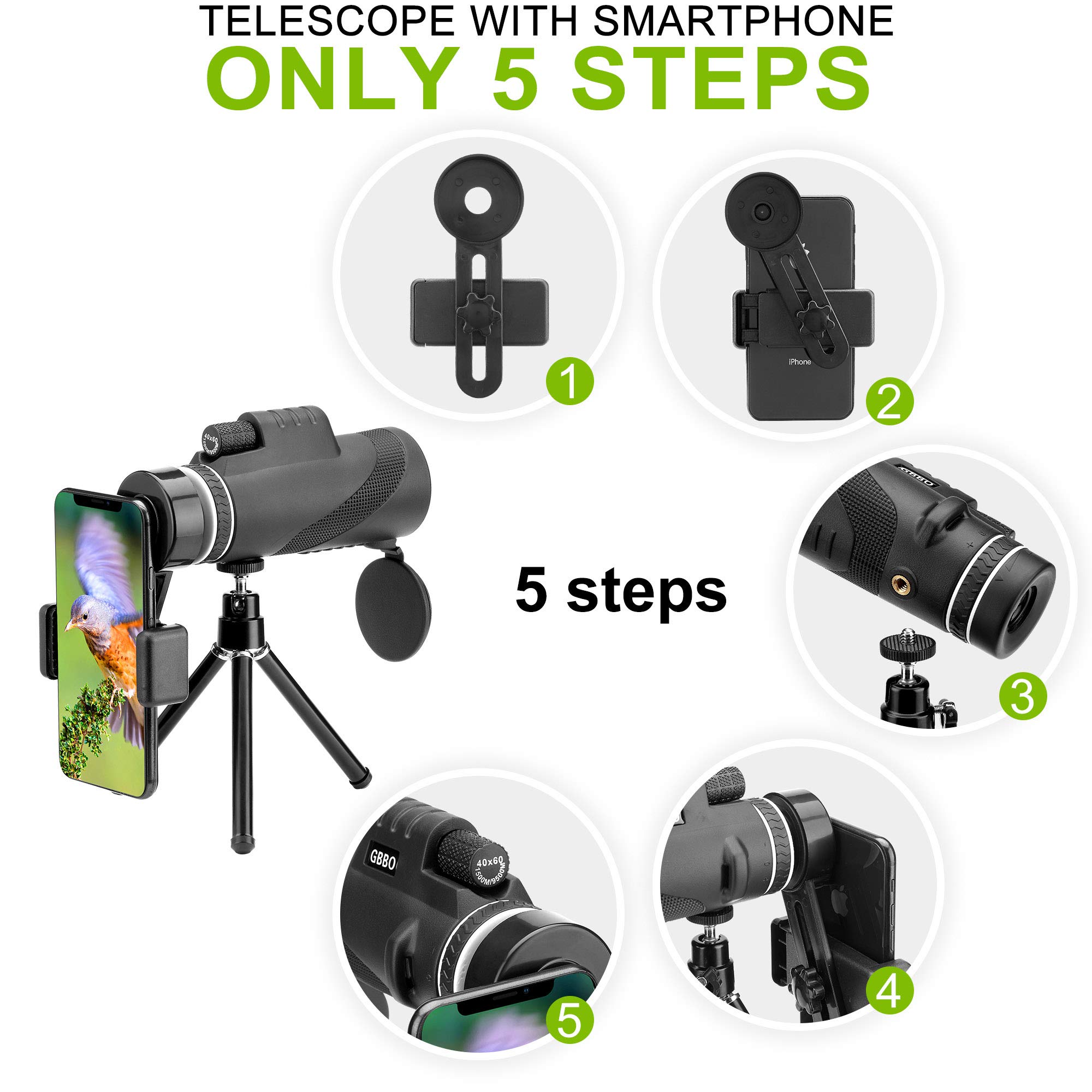 Amazon.com : 40X60 Monocular Telescope, High Definition Monocular